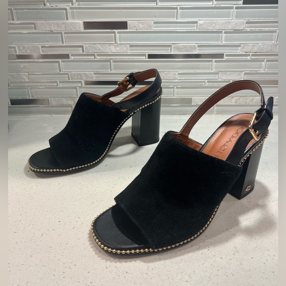 Coach, black suede block heel size 8 - Picture 3 of 7